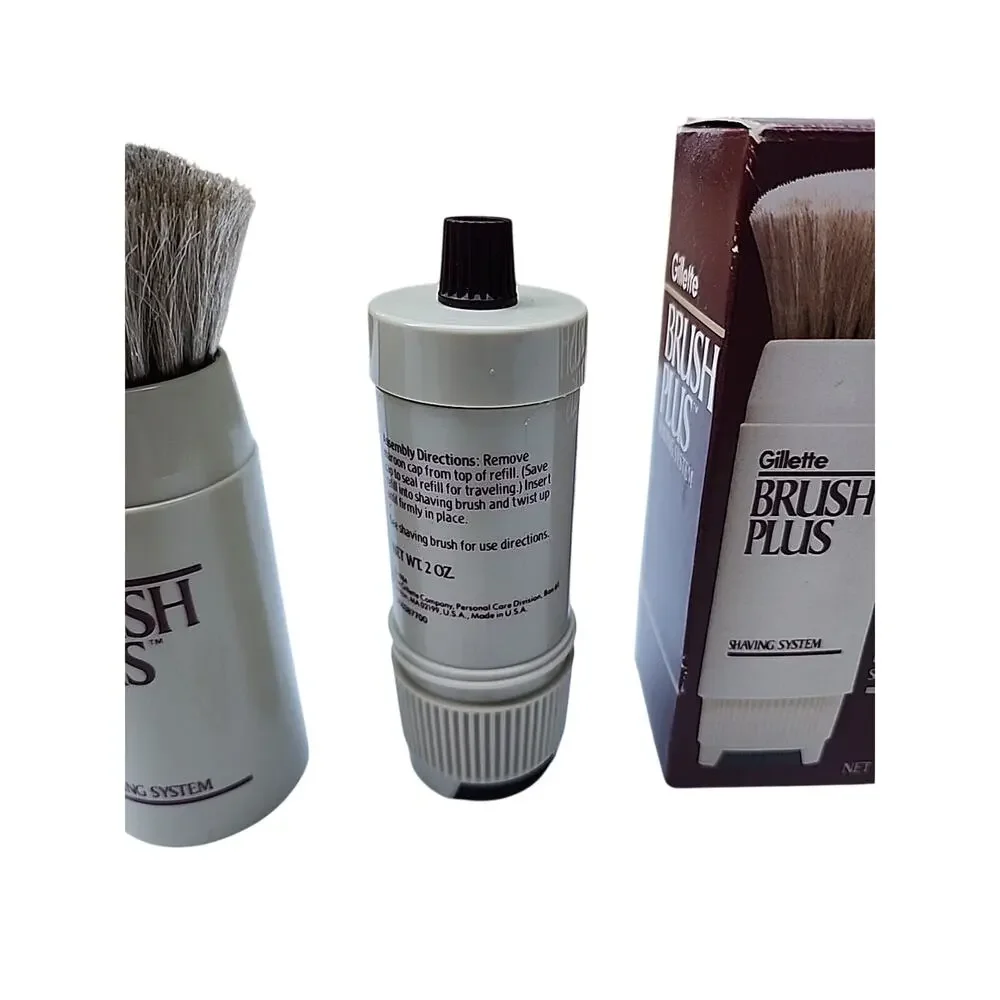 Gillette Brush Plus Shaving System Kit Vintage 1984